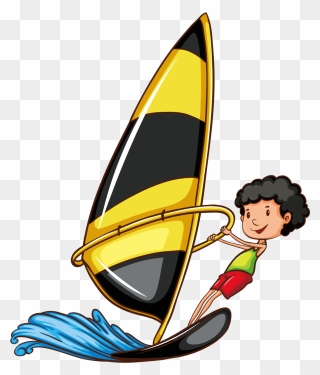 Transparent Windsurfing Clipart - Drawing Colour Sport Cartoon - Png Download