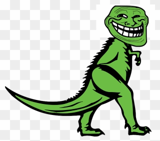 Dino, Dinosaur, Mozilla, Troll, Green, Reptile, Goblin - Troll Face T Rex Clipart