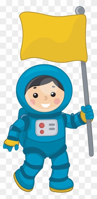 Space Suit Clip Art - Astronaut With Flag Clipart - Png Download