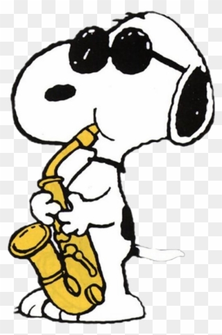 #snoopy #saxaphone #clipart - Snoopy Playing The Saxophone - Png Download