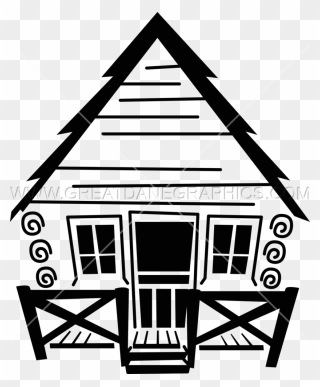Clip Art Log Cabin Image Cottage Vector Graphics - Cabin Clipart Black And White - Png Download