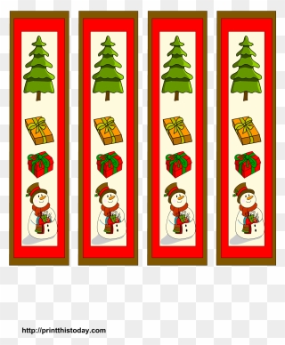 Snowman And Christmas Tree Bookmarks Clipart