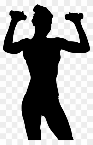 Weight Training Olympic Weightlifting Dumbbell Physical - Silhouette Women Flexing Muscles Clipart