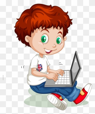 Vector Cartoon Boy Learning Png Download - Boy Using Computer Clipart Transparent Png