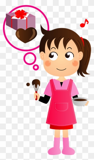 Valentine"s Day Girl Chocolate Clipart - Illustration - Png Download