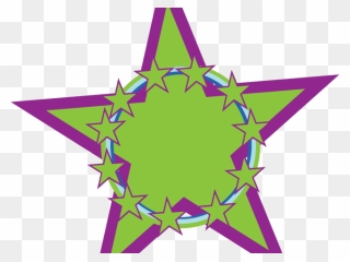 Shooting Star Clipart Rainbow - Purple And Green Stars - Png Download