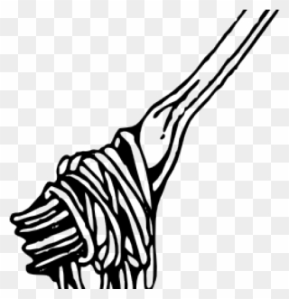 Noodle Clipart Fork - Pasta Black And White - Png Download