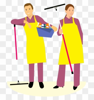 Family Cleaning The House Clipart Graphic Black And - Cleaning Husband And Wife Cartoon - Png Download