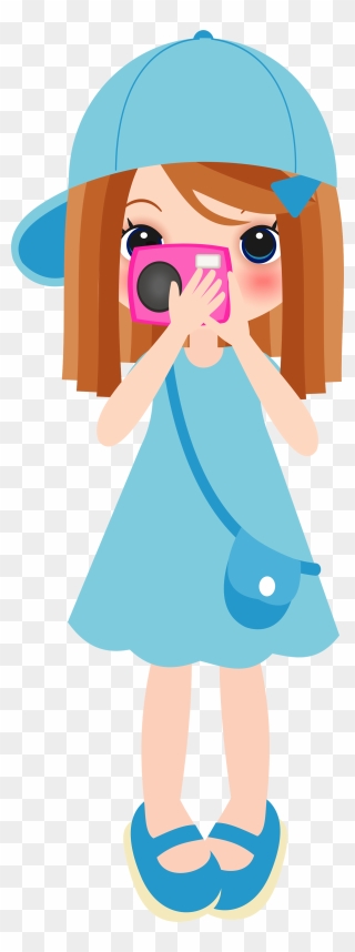 Girl Clipart With Camera - Png Download