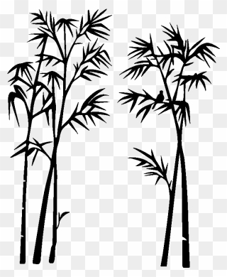 Bamboo Andother Tree Painting On Wall Clipart
