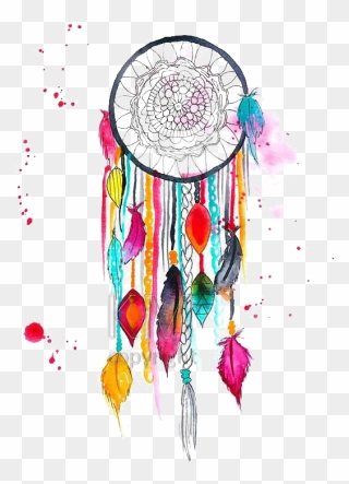 Colored Drawing Dreamcatcher - Dream Catcher Drawing Colour Clipart