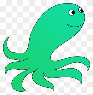 Green Cartoon Octopus - Clip Art - Png Download