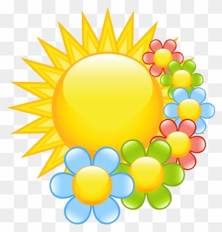 Clipart Free Spring - Sun And Rainbow Clipart - Png Download