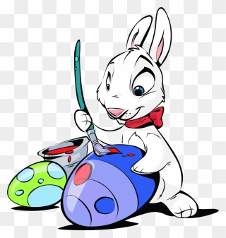 Transparent Rabit Png - Easter Bunny Painting Eggs Clipart