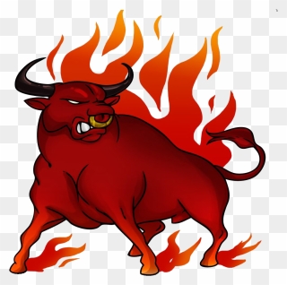 Bulls Clipart Fire - Raging Bull Clipart - Png Download