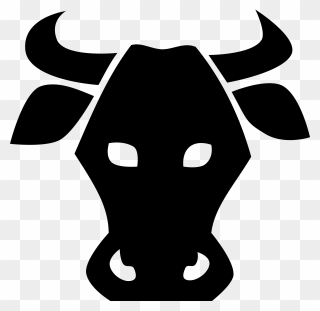 Bull Clipart Stencil - Cow Face Silhouette Front Vector - Png Download