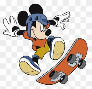 Vector Skate Animated - Mickey Mouse Skateboarding Clipart