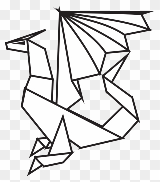 Bearded Dragon Clipart Black And White Paper Clipart - Origami Dragon Black And White - Png Download