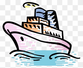 Vector Illustration Of Cruise Ship Or Ocean Liner Passenger Clipart
