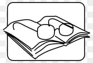 Similar Clip Art - Glasses On Book Drawing - Png Download