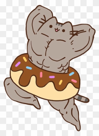 Muscles Clipart Cute - Pusheen Muscle - Png Download