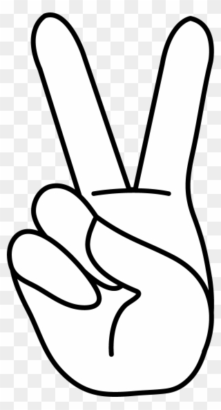 Hand Sign Line Art Scan Cut Patterns - Clip Art Peace Sign Hand - Png Download