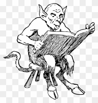 Demon Reading Book - Devil Reading A Book Clipart