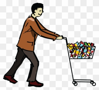 Free Clipart Of A Man Pushing A Grocery Shopping Cart - Shopping Cart Png Gif Transparent Png