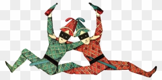 Free Clipart Of Leaping Fools Holding Wine Bottles - Drunk Jesters - Png Download