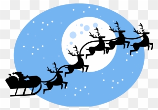 Santa In Flying Sleigh - Santa's Reindeer Maths Puzzle Clipart