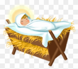 Candy Cane Christmas And Holiday Season New Year Party - Baby Jesus In A Manager Clipart