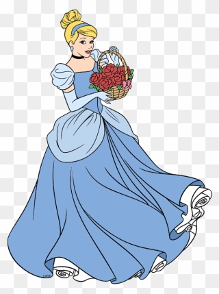 Clip Art Disney Galore - Cinderella Drawing With Flower - Png Download