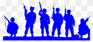 Blue Army Silhouette Svg Clip Arts - Soldiers Black And White - Png Download