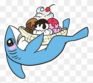 Left Shark Ice Cream= Love By Beezee-art - Shark Eating Ice Cream Cartoon Clipart