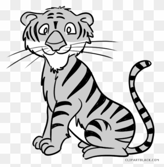 Bengal Tiger Animal Free Black White Clipart Images - Clip Art Tiger Black And White - Png Download
