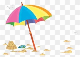 Beach Umbrella Illustration - Transparent Background Beach Umbrella Clipart - Png Download