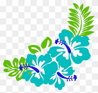 Blue Green Tropical Flowers Svg Clip Arts - Clip Art Hawiian Flowers - Png Download