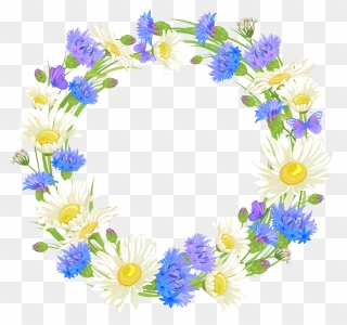 Field Flowers Wreath Png Clipart - Corona De Flores Y Mariposas Png Transparent Png