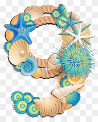 Transparent Number Nine Sea Style Png Clipart Picture - Decorative Numbers Clipart