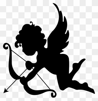 Cupid Silhouette Cartoon Clip Art - Clip Art Cupid - Png Download