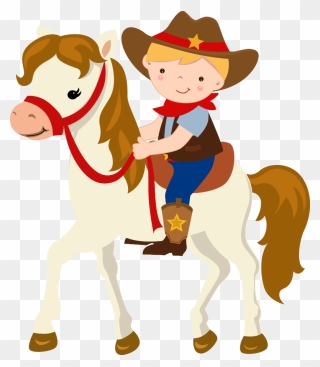Transparent Cowboy Clipart For Kids - Horse Cowboy Clip Art - Png Download
