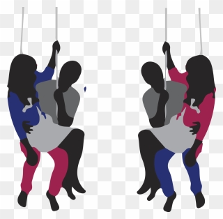 2 Sets Of Couples Swapping Partners While On Swing - Banksy Clipart