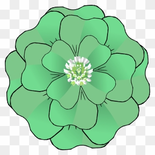 Free Clipart Of A St Patricks Day Green Four Leaf Clover - Green Flower Clipart - Png Download