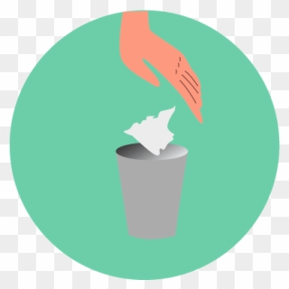 Hand Throwing A Paper Napkin Into A Paper Bin - Illustration Clipart