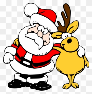 Transparent Reindeer Santa Claus Beak Christmas Clipart - Santa Claus Und Rudolph - Png Download