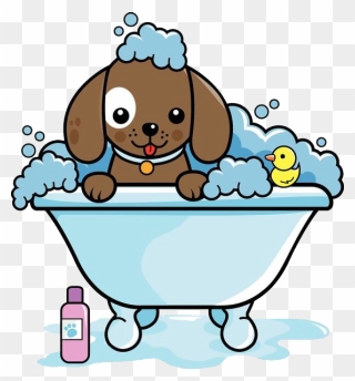 Dog And Cat Bath Clipart Clip Stock Dog Grooming Cat - Dog In Bathtub Clipart - Png Download