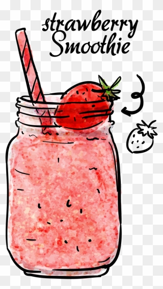 Drink Strawberry Cute Kawaii - Transparent Background Smoothie Clipart - Png Download