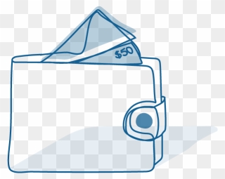 An Illustration Of An Open Wallet With Several Notes Clipart