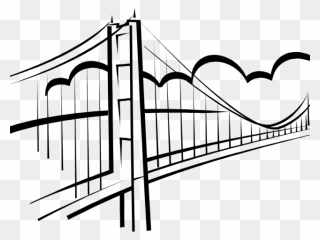 Bridge Cartoon Black And White Clipart