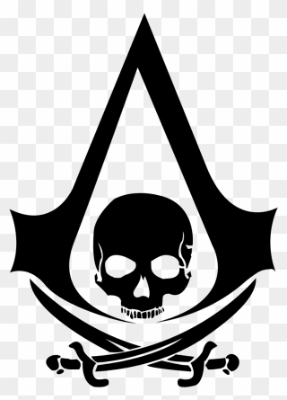 Silhouette Skull Origins Creed Iv Flag Black - Assassin's Creed Black Flag Logo Png Clipart